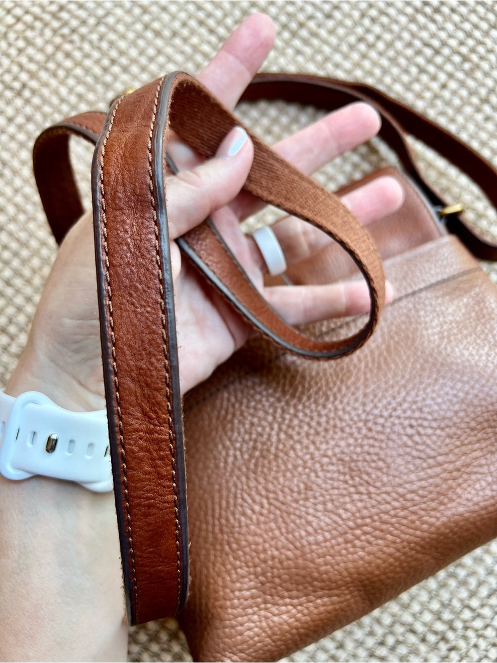 🤎Fossil Leather Crossbody Bag Brown Pebbled Flap Organizer Purse - Picture 5 of 12